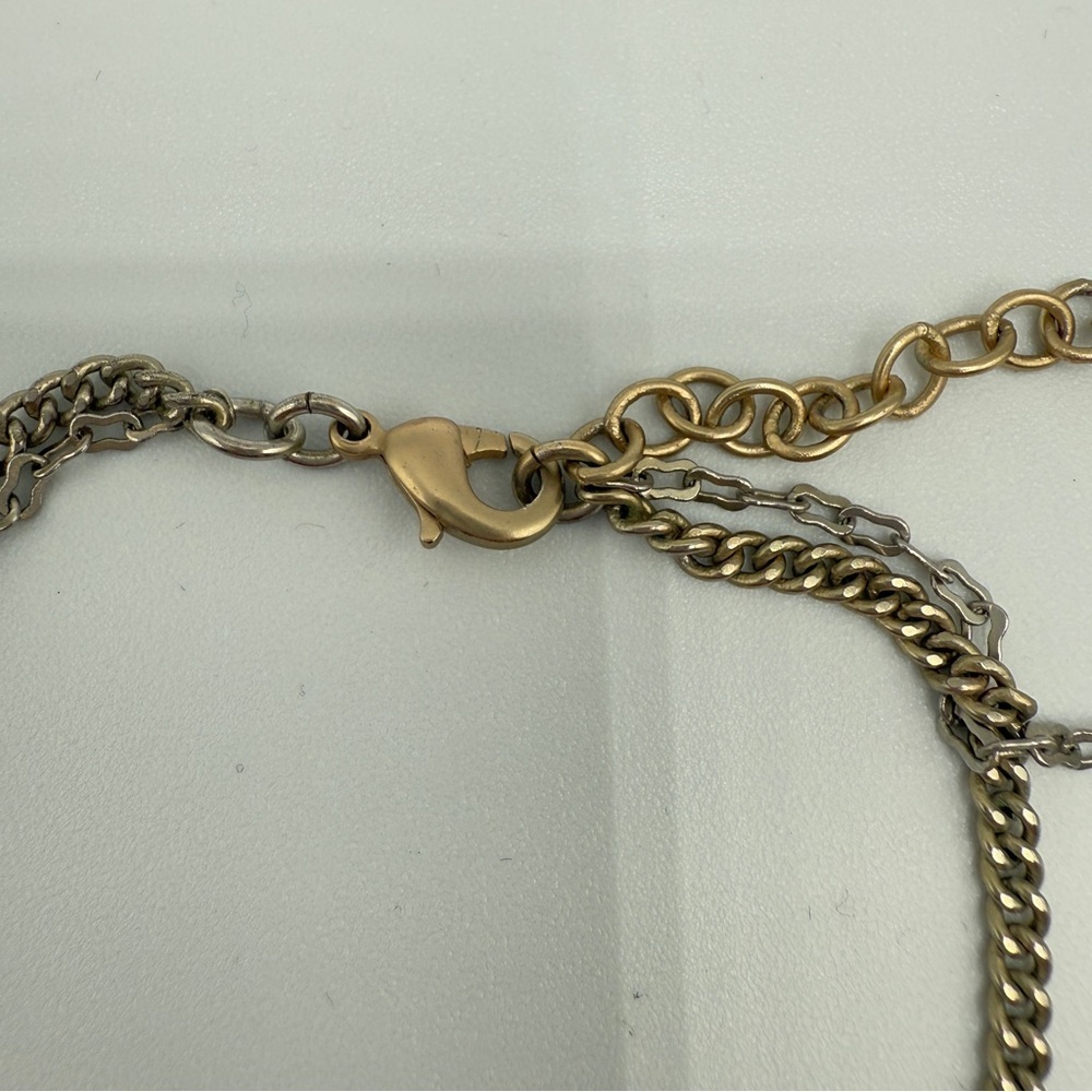 Gold Triangle Pendant Two-Tone Chain Necklace - Picture 7 of 10
